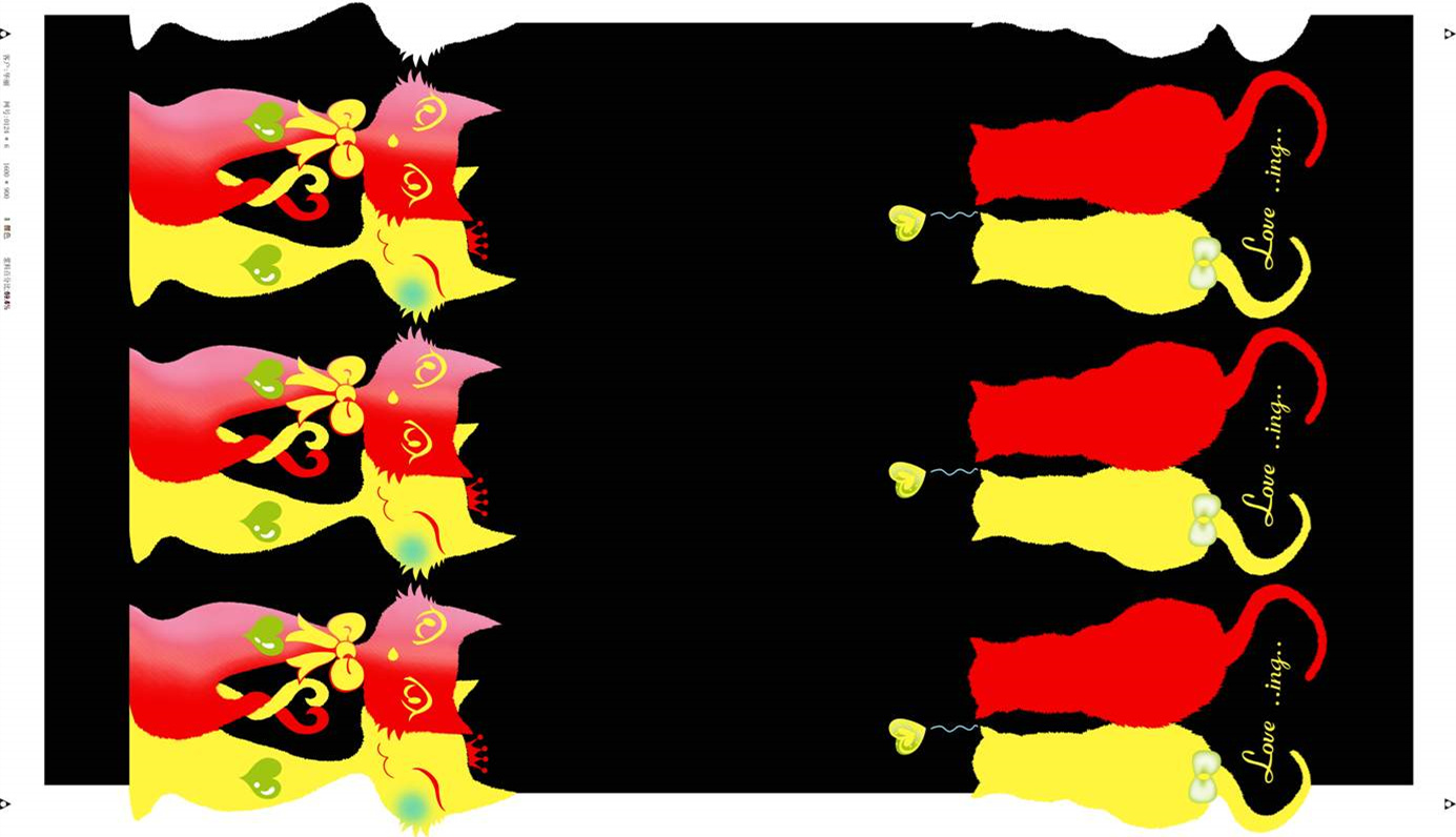 可爱猫咪主题面料印花素材,适用于T恤与童装服装印花设计