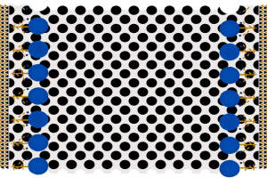 几何波点与蓝球枝蔓组合面料印花素材，适用于服装印花设计