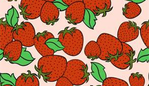 草莓手绘风面料印花素材，清新可爱适用于儿童服装印花设计