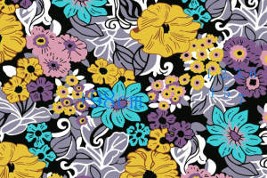 复古花卉面料印花素材图，适用于服装印花设计与数码印染