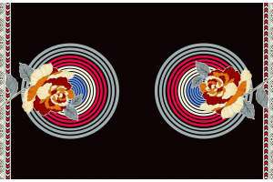 复古民族风玫瑰同心圆面料印花素材，适用于服装印花设计