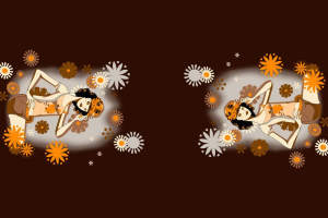 复古花卉人物插画面料印花素材，适用于服装印花设计