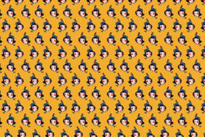 复古卡通人物重复图案面料印花素材，适用于儿童服装印花设计