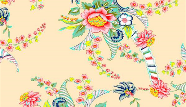 复古花卉面料印花素材,适用于春夏服装印花设计