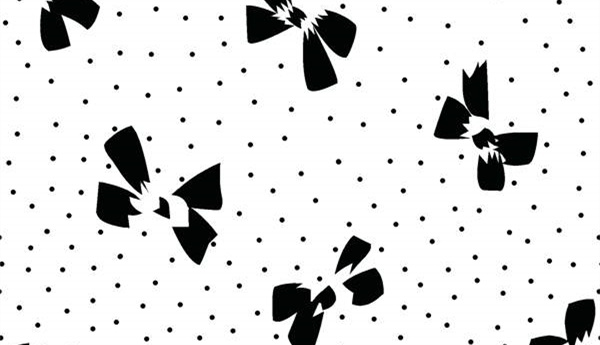 黑白波点蝴蝶结面料印花素材,简约时尚服装印花设计图