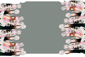 复古插画风女性群像面料印花素材，适用于服装印花设计