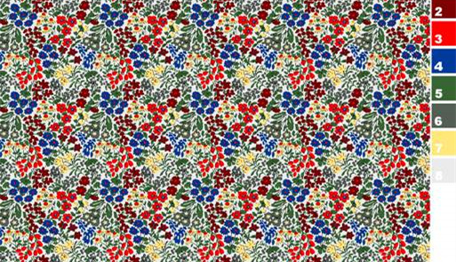 复古花卉密集印花面料素材,适用于服装印花设计与数码印染