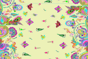 高饱和度佩斯利花卉面料印花素材，适用于服装印花设计与数码印染