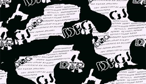 黑白抽象字母纹理面料印花素材,适用于潮牌服装印花设计