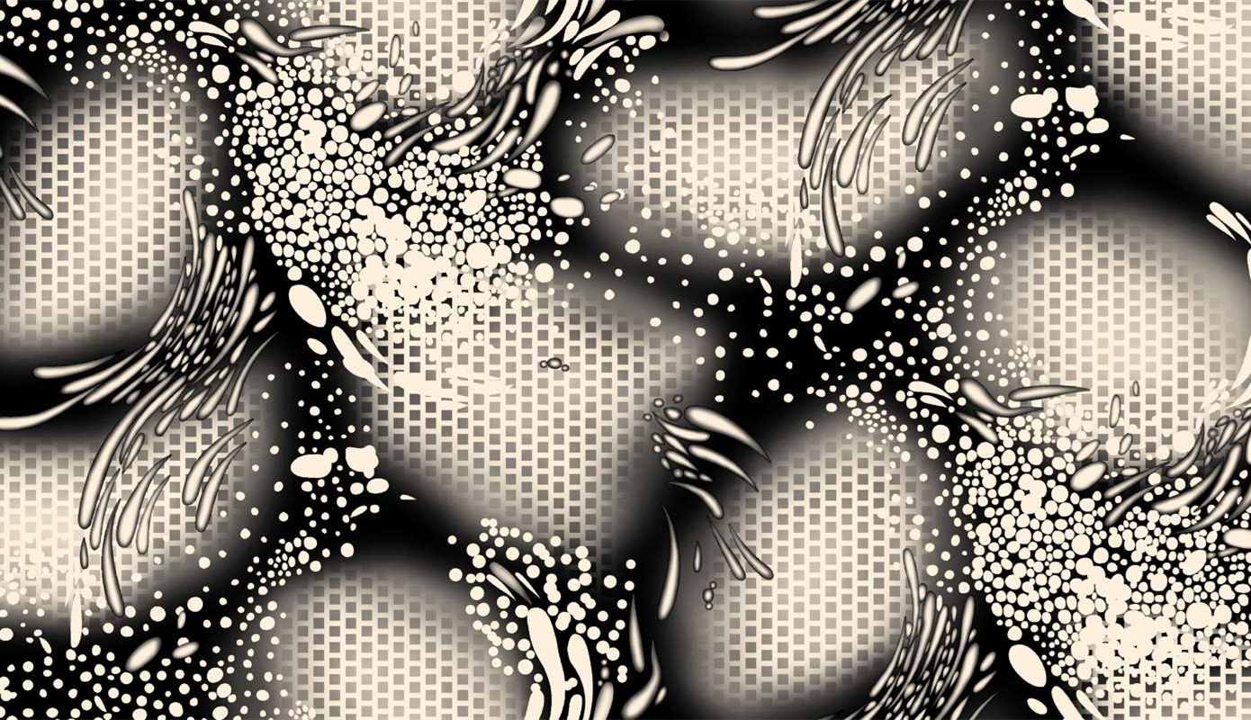 黑白抽象动感花型面料印花素材,适用于潮流服装印花设计