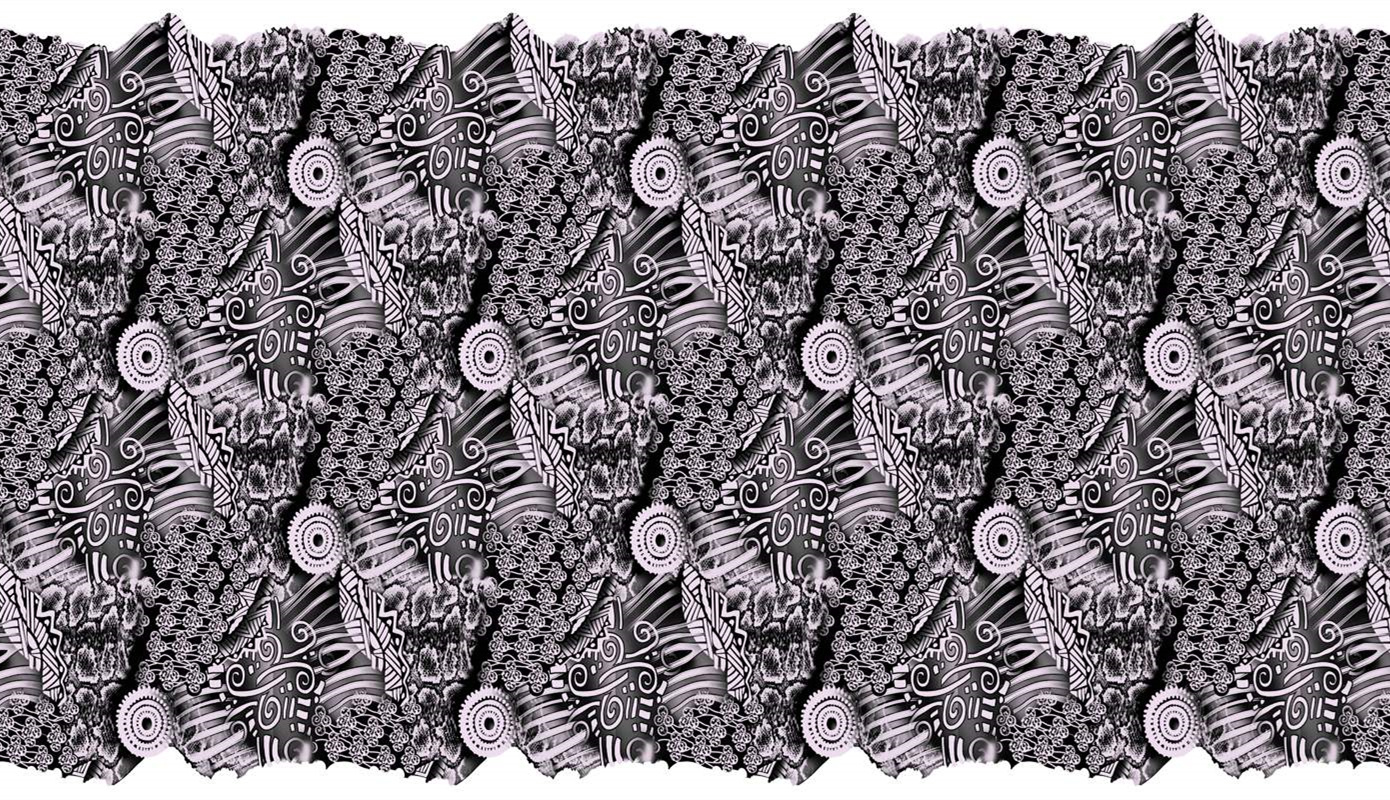 复古手绘风面料印花素材,适用于服装印花设计的高密度纹理图案