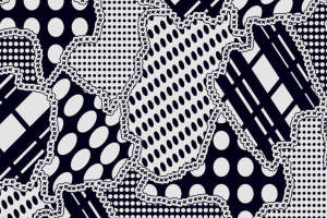 黑白几何拼贴风面料印花素材，适用于服装印花设计与数码印制