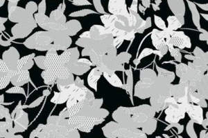 黑白花卉面料印花素材，适用于服装印花设计的高对比度花型图