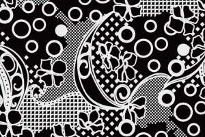 黑白几何花卉面料印花素材，适用于服装印花设计与数码印染