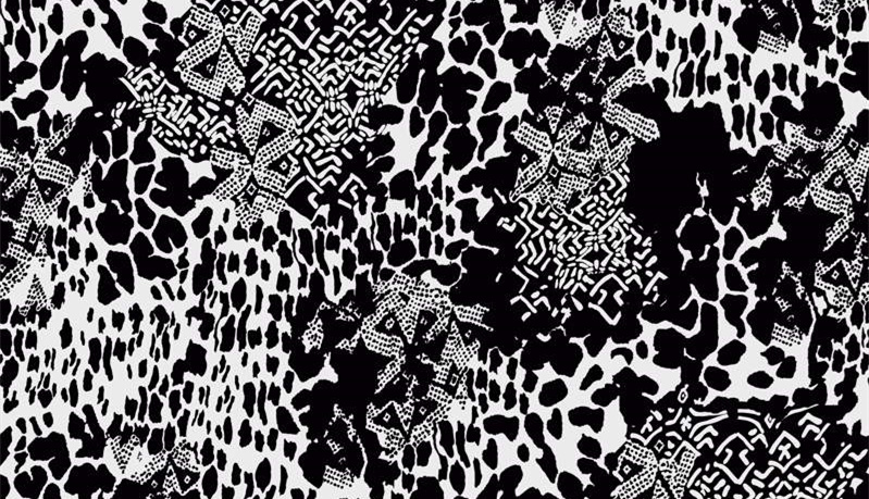 黑白抽象几何豹纹面料印花素材,适用于潮流服装印花设计