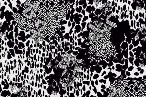 黑白抽象几何豹纹面料印花素材，适用于潮流服装印花设计