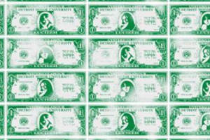 复古美元纹样面料印花素材，适用于服装印花设计与创意服饰开发