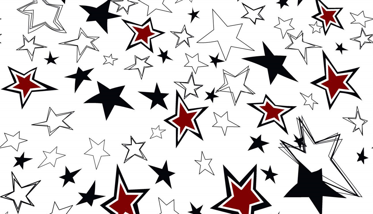 红黑白星形图案面料印花素材,适用于潮流服装印花设计