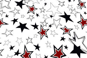 红黑白星形图案面料印花素材，适用于潮流服装印花设计