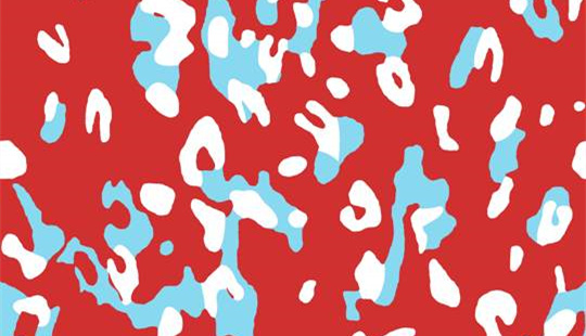 红底蓝白抽象肌理面料印花素材,适用于潮流服装印花设计