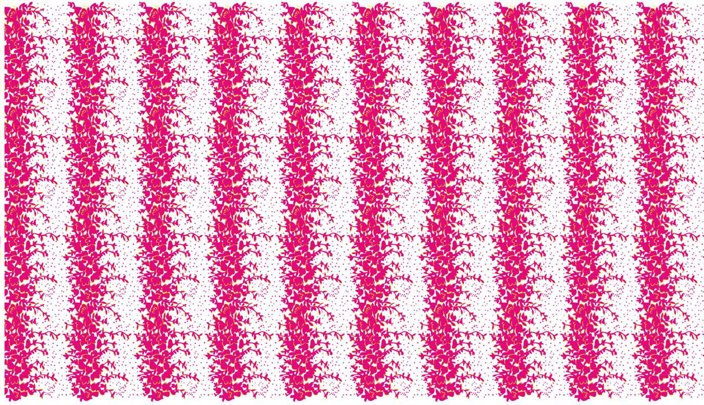 玫红藤蔓花卉面料印花素材,适用于春夏服装印花设计