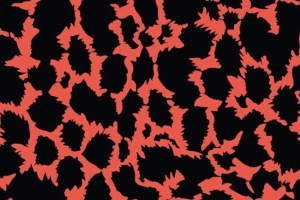 高对比度红黑豹纹面料印花素材，适用于时尚服装印花设计