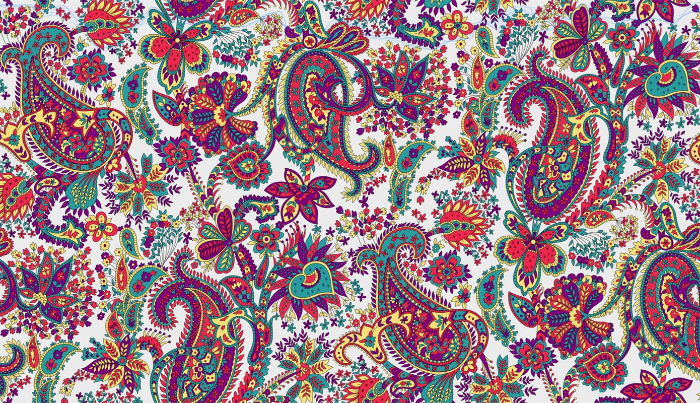 复古佩斯利花卉面料印花素材,适用于服装印花设计与数码印染