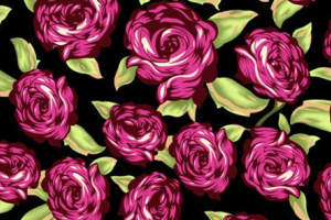 复古玫红玫瑰面料印花素材，适用于服装印花设计与数码印染