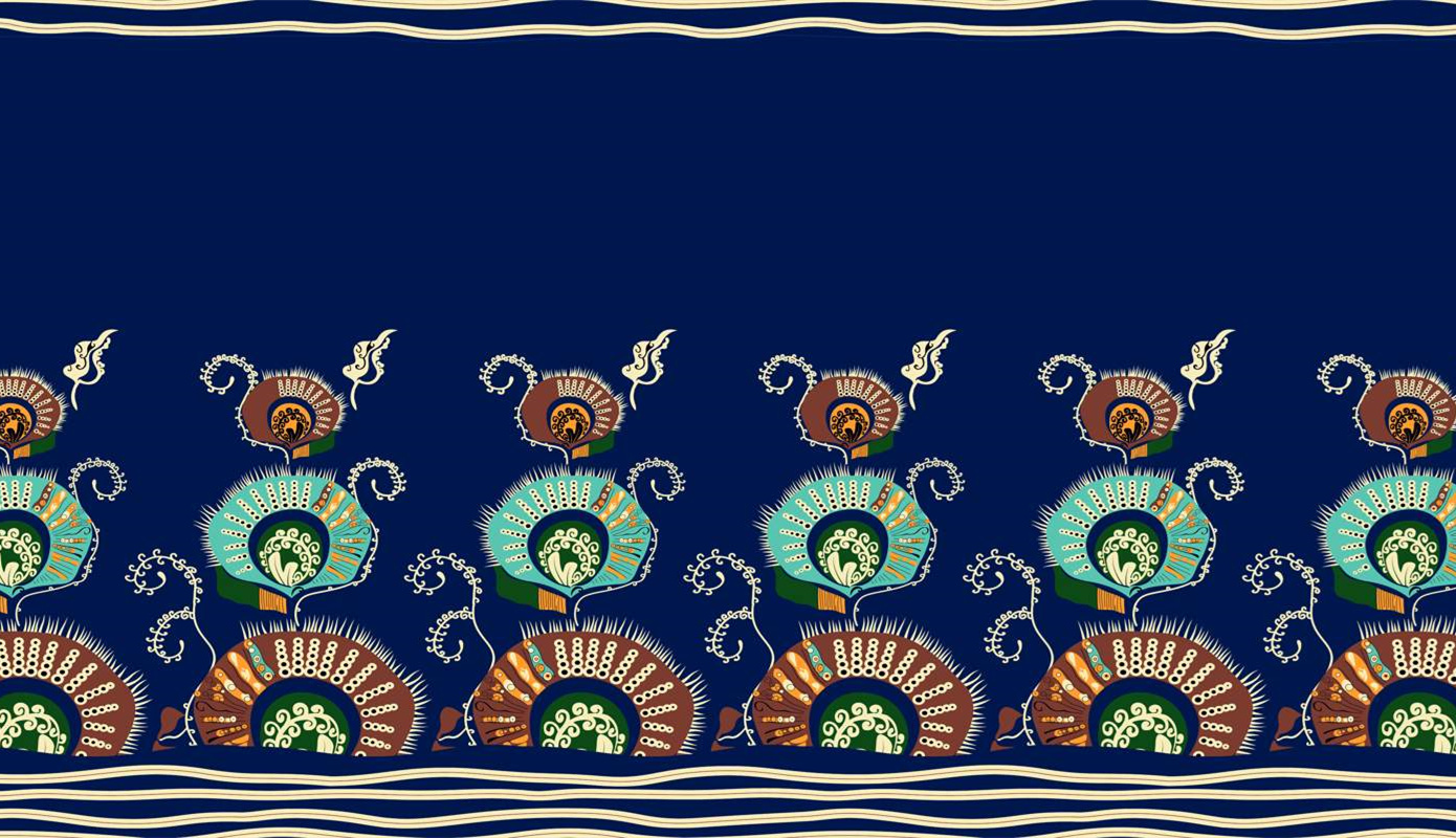 复古民族风面料印花素材,适用于服装印花设计的连续边饰图案