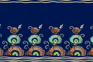 复古民族风面料印花素材，适用于服装印花设计的连续边饰图案