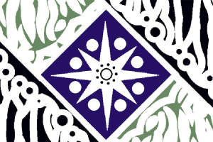 几何星芒与藤蔓交织的服装印花素材，适用于面料印花设计