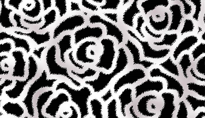 黑白玫瑰肌理面料印花素材,适用于服装印花设计与数码印染