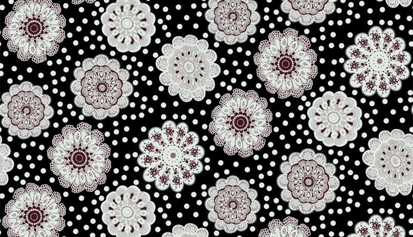 黑白波点蕾丝风面料印花素材,适用于服装印花设计与数码印染