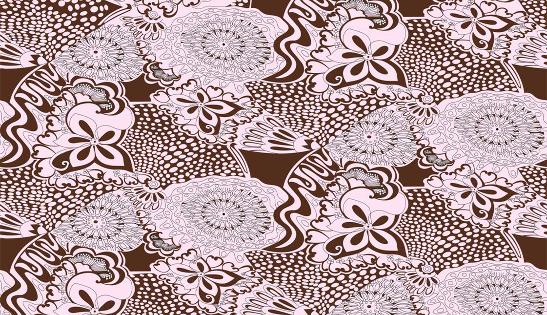 复古手绘风面料印花素材,适用于服装印花设计的高辨识度花型图案