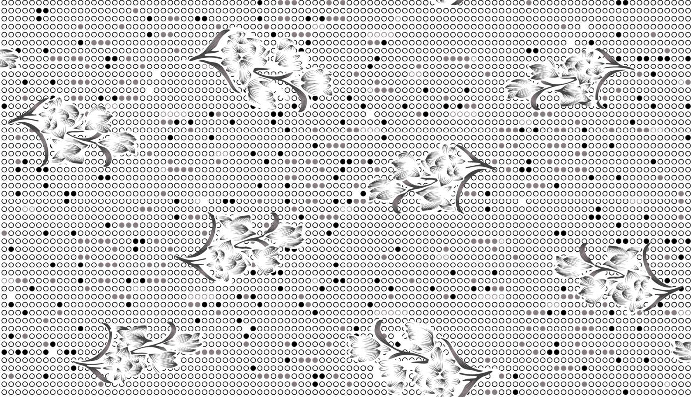 复古花卉线条风面料印花素材,适用于服装印花设计与数码印制