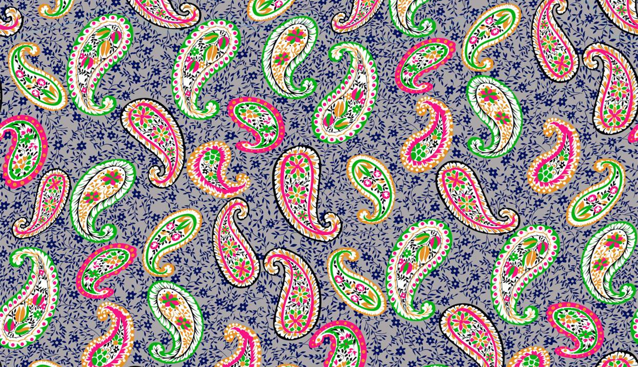 复古佩斯利花纹面料印花素材,适用于服装印花设计与数码印染