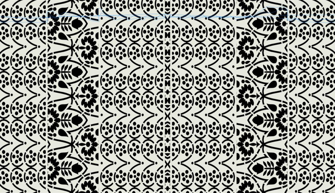 经典黑白几何花卉面料印花素材,适用于服装印花设计