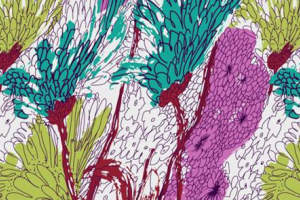 抽象植物风面料印花素材，适用于春夏服装印花设计