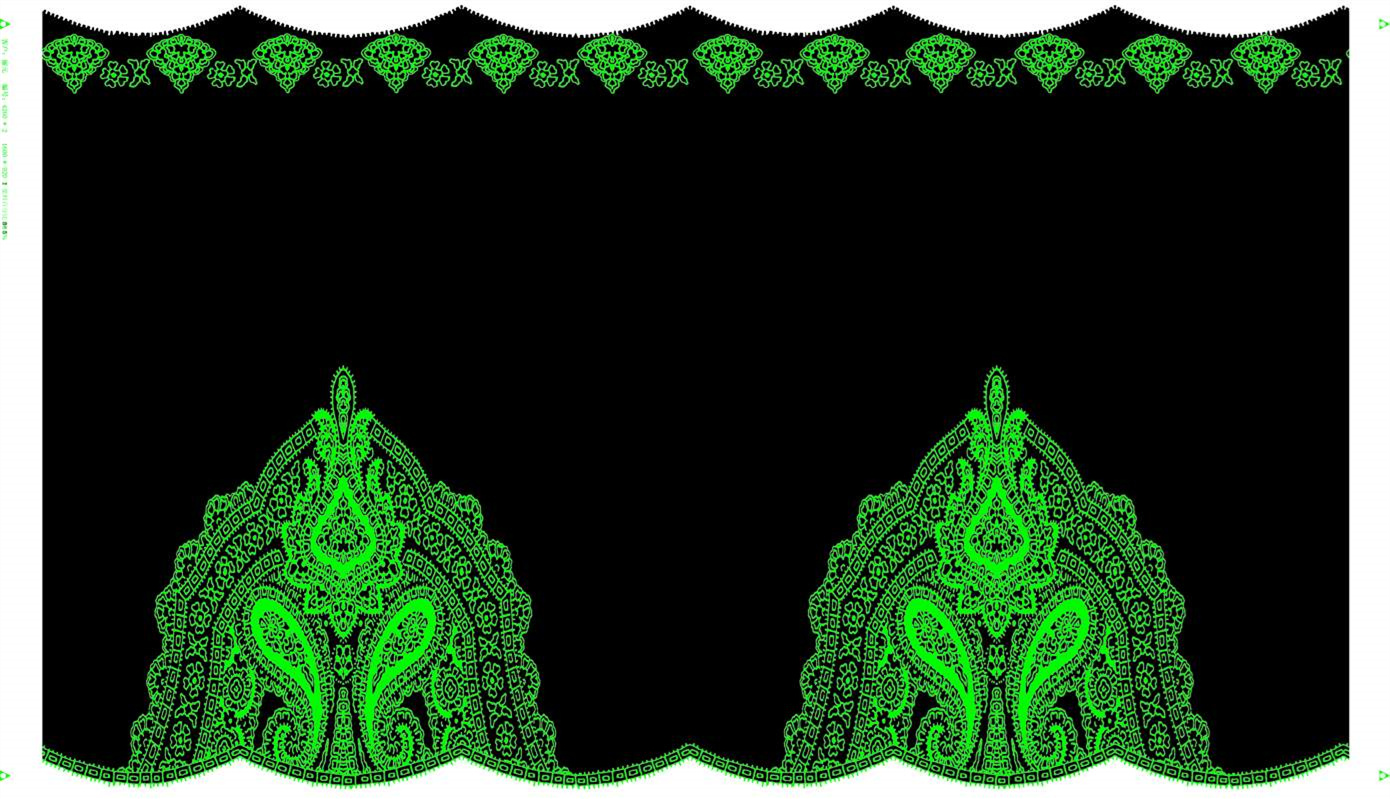 绿色蕾丝风面料印花素材,适用于服装印花设计的对称花边图案