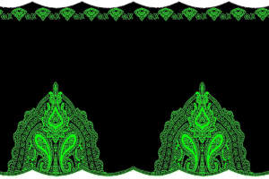 绿色蕾丝风面料印花素材，适用于服装印花设计的对称花边图案