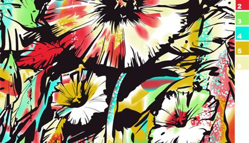 抽象花卉面料印花素材,适用于T恤与连衣裙的服装印花设计