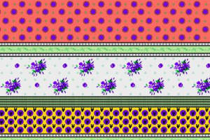 复古紫花几何条纹面料印花素材，适用于服装印花设计