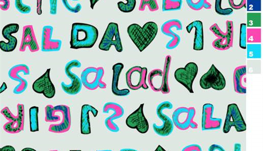 手绘涂鸦风字母爱心图案面料印花素材,适用于服装印花设计