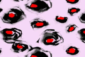 抽象泼墨红黑斑点面料印花素材，适用于时尚服装印花设计