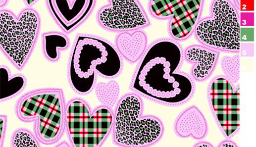 爱心格纹豹纹混搭面料印花素材,适用于服装印花设计