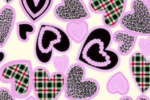 爱心格纹豹纹混搭面料印花素材，适用于服装印花设计