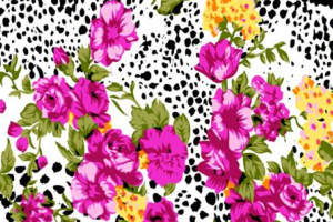 复古花卉与波点融合的服装印花素材，适用于春夏女装面料印花设计