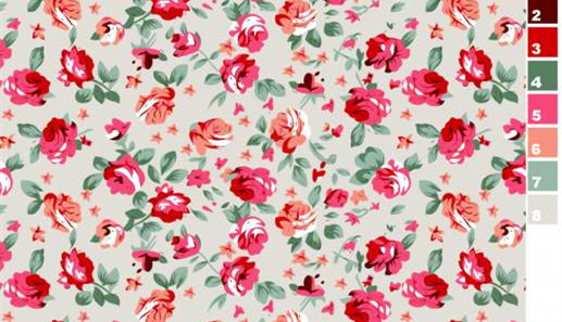 复古玫瑰碎花面料印花素材,适用于女装衬衫与连衣裙服装印花设计