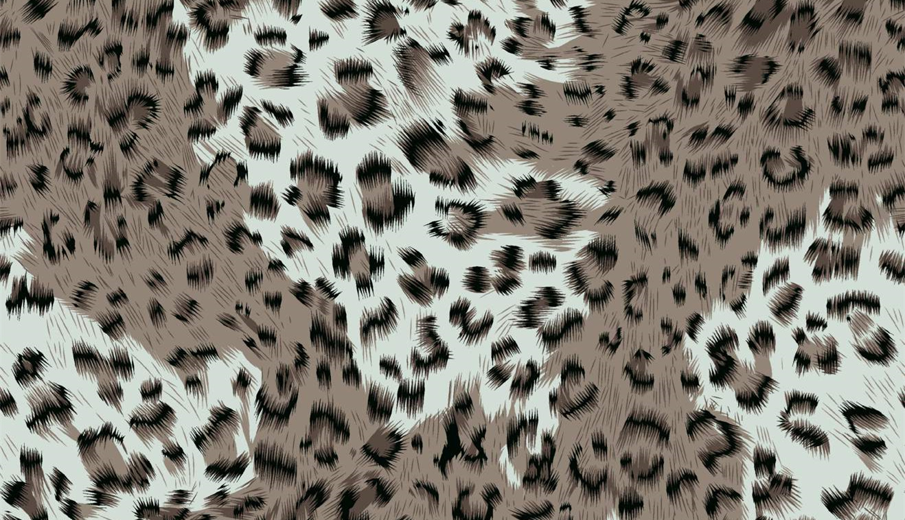 复古手绘风豹纹面料印花素材,适用于服装印花设计与数码印染