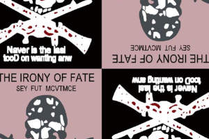 暗黑朋克风骷髅枪械面料印花素材，适用于服装印花设计